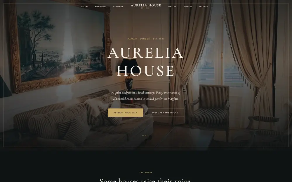 Aurelia House as it appears on load