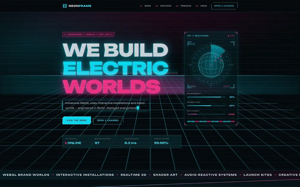 NEONFRAME as it appears on load