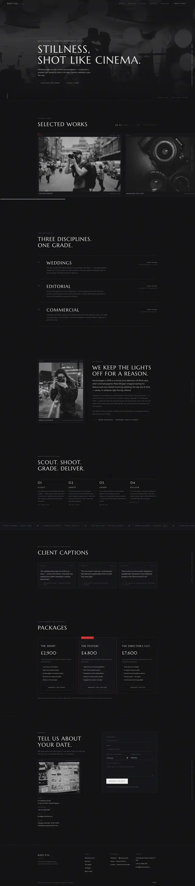 The full Noctis Studio page from masthead to footer