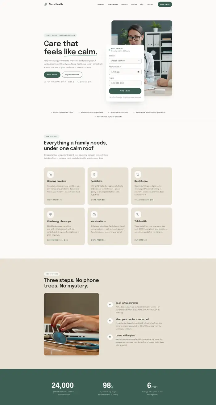 Norra Health — the top of the live page
