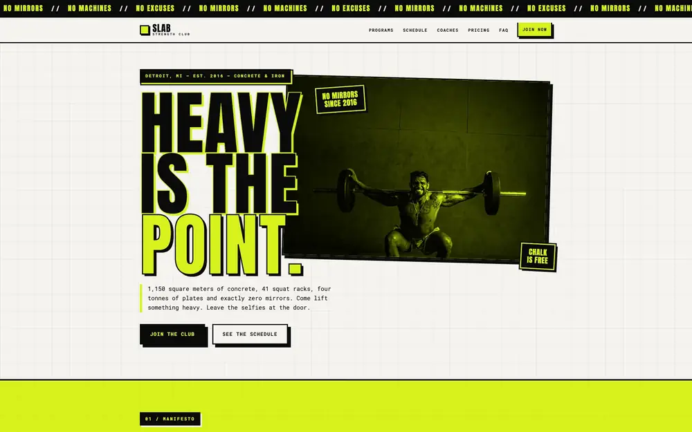 SLAB Strength Club as it appears on load